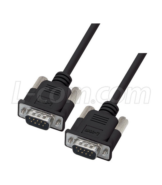 Premium Molded Black D-Sub Cable, DB9 Male / Male, 2.5 ft
