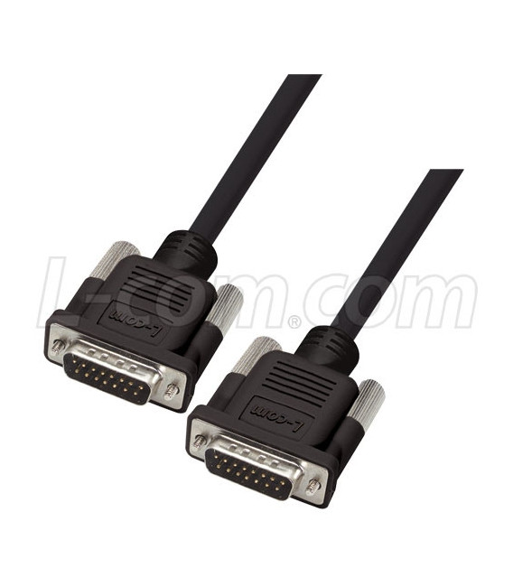 Premium Molded Black D-Sub Cable, DB15 Male / Male, 1.0 ft