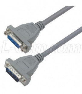Economy Molded D-Sub Cable, DB15 Male / Female, 50.0 ft