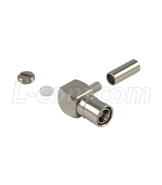 SMB Plug Right Angle Crimp for 100-Series, RG316/174 Cable