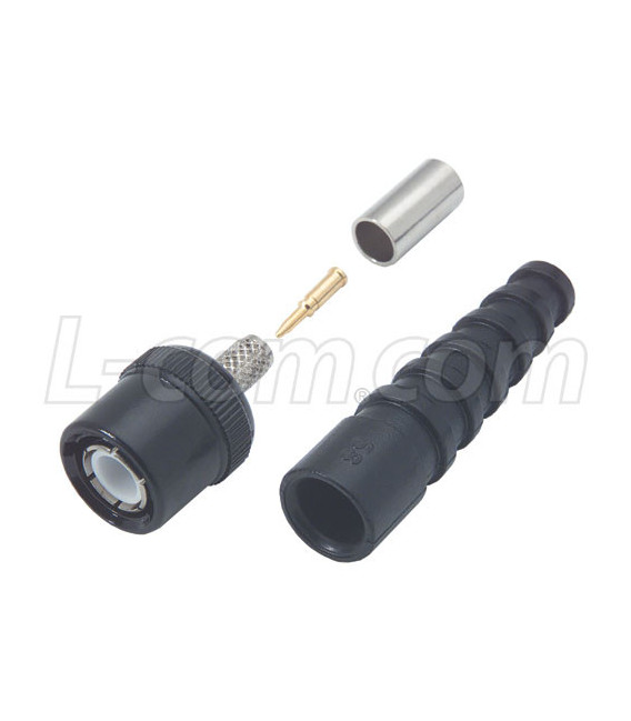 50 Ohm Fully Insulated BNC Crimp Plug and Boot, RG58 Cable