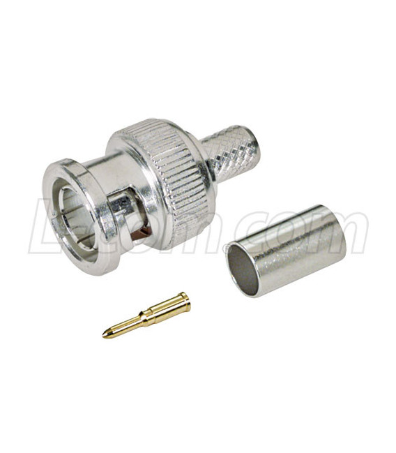 75 Ohm BNC Crimp Plug, 3 Pc.for RG59 Cable (26 AWG C.C.) Cable