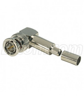 75 Ohm BNC Crimp Plug, Right Angle for RG59 and RG62 Cable
