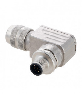 Shielded M12 8 Pin A-Code Male Right Angle Field Termination Connector, 24-20AWG