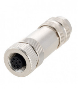 Shielded M12 8 Pin A-Code Female Field Termination Connector, 24-20AWG