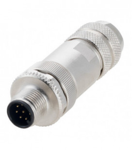 Shielded M12 8 Pin A-Code Male Field Termination Connector, 24-20AWG