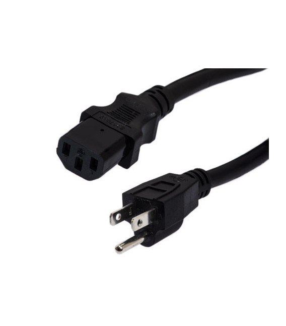 Universal CPU Power Cord - Nema 5-15P to C13 - 15 Amp - 2 FT - Black