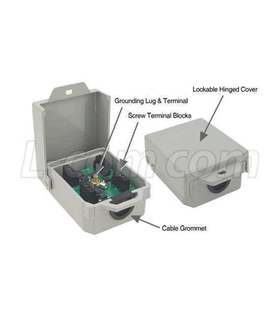 Outdoor 10/100 Base-T CAT5 Lightning Surge Protector - Screw Terminals