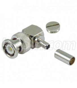 50 Ohm BNC Crimp Plug, Right Angle for RG58, LMR®195 Cable