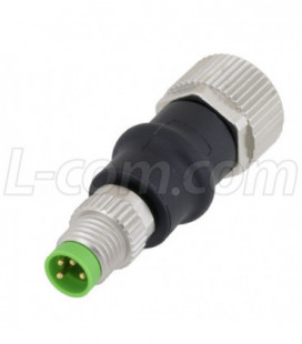 M8 4 Pin Male to M12 4 Pin A-Code Female Adapter