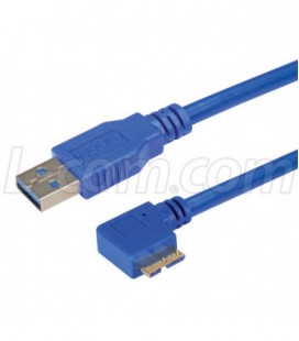 USB 3.0 Type A straight to Micro B left angle exit 0.3M