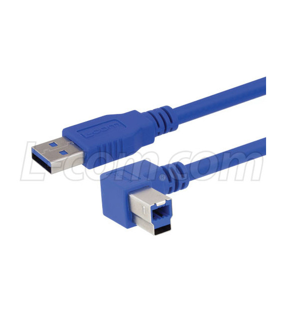 USB 2.0 A male to right angle left exit B male 5M
