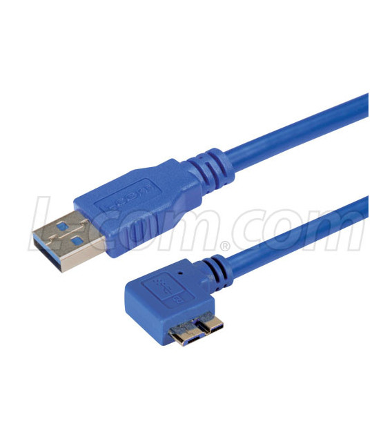 USB 3.0 Type A straight to Micro B right angle exit 0.3M