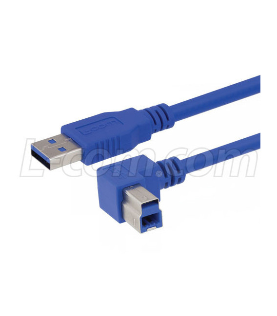 USB 2.0 A male to right angle right exit B male 5M