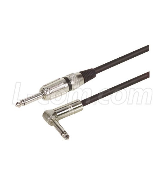 TS Audio Cable Assembly, ¼ Male - ¼ Male Right Angle, 1.0 ft
