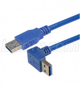 USB 3.0 Right Angle Cable Assembly - Down Angle A - Straight A Connectors 1 Meter