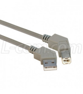 45 Degree USB Cable, 45 Degree Right Angle A Male / 45 Degree Right Angled B Male, 1.0 m
