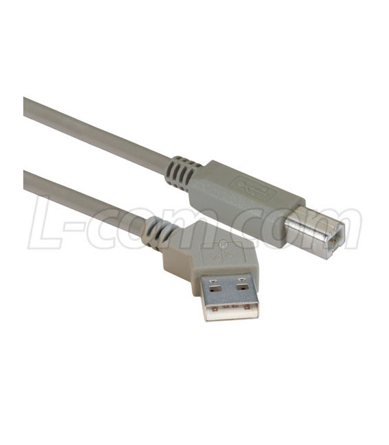 45 Degree USB Cable, 45 Degree Right Angled A Male / Straight Male, 0.3 m
