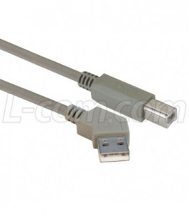 45 Degree USB Cable, 45 Degree Right Angled A Male / Straight Male, 0.3 m