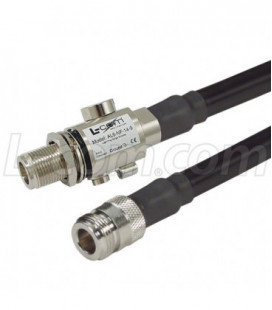 N-Female to N-Female Bulkhead 400-Series Cable Assembly w/ In-line Lightning Protector - 10 ft