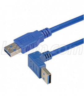 USB 3.0 Right Angle Cable Assembly - Up Angle A - Straight A Connectors 1 Meter