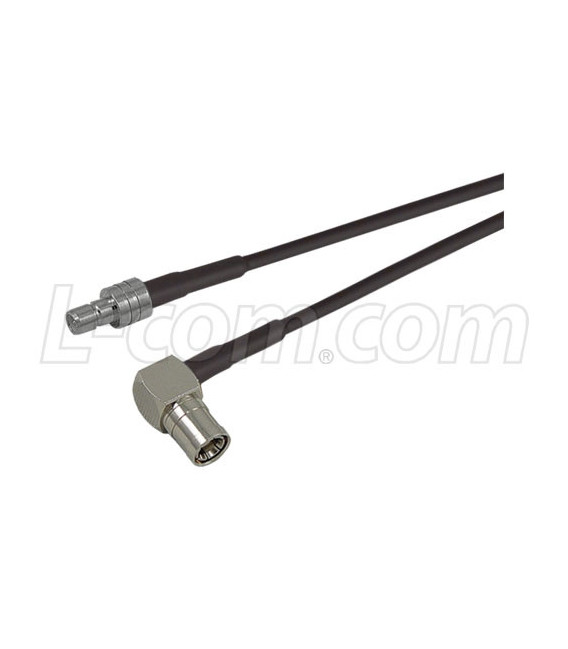 SMB Plug Right Angle to SMB Jack Pigtail, 12" 100-Series