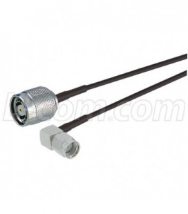 RP-TNC Plug to RP-SMA Plug Right Angle, Pigtail 19" 100-Series