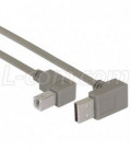 Right Angle USB cable, Up Angle A Male/ Down Angle B Male, 0.3m