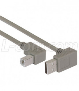 Right Angle USB cable, Up Angle A Male/ Down Angle B Male, 0.5m