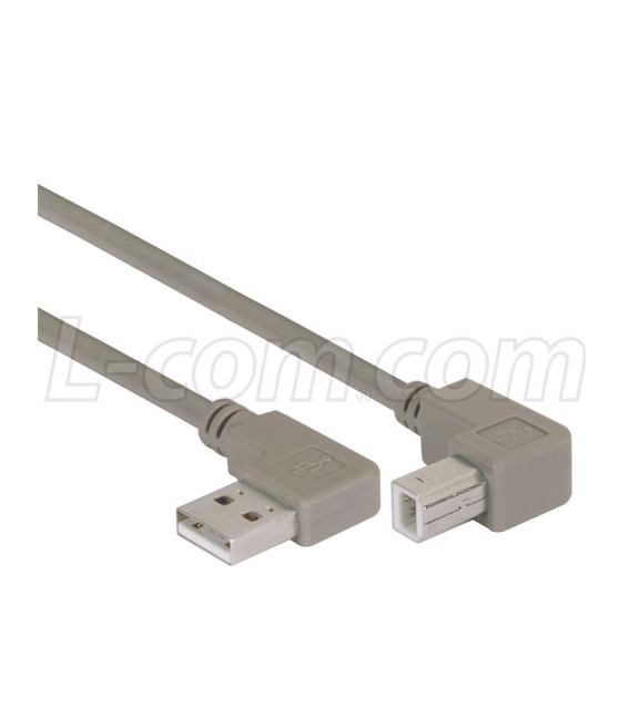 Right Angle USB Cable,Right Angle A Male/Up Angle B Male, 3.0m