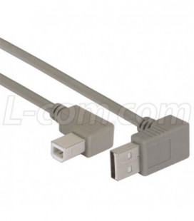 Right Angle USB cable, Up Angle A Male/ Right Angle B Male, 0.75m