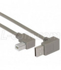 Right Angle USB cable, Up Angle A Male/ Left Angle B Male, 0.3m