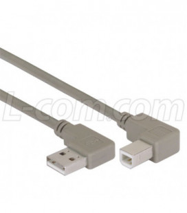 Right Angle USB Cable, Right Angle A Male/Right Angle B Male, 1.0m