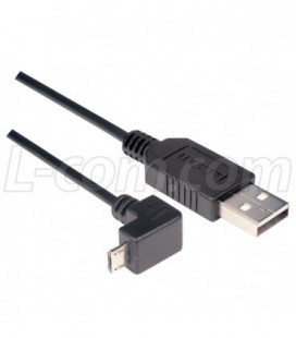 Angled USB cable, Straight A Male/ Down Angle Micro B Male, 0.75m