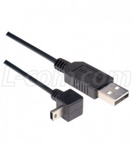Right Angle USB Cable, Straight A Male/Down Angle Mini B5 Male, 1.0m
