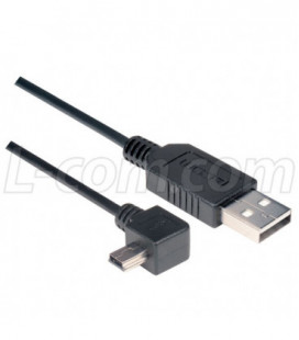 Angled USB Cable, Straight A Male/ Left Angle Mini B5 Male, 2.0m