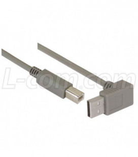 Right Angle USB cable, Up Angle A Male/ Straight B Male, 5.0m