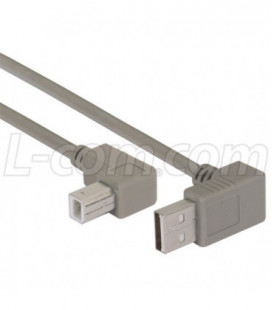 Right Angle USB cable, Up Angle A Male/ Up Angle B Male, 0.5m