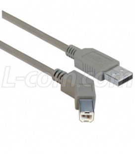 45 Degree USB Cable, Straight A Male / 45 Degree Right Angled B Male, 5.0 m
