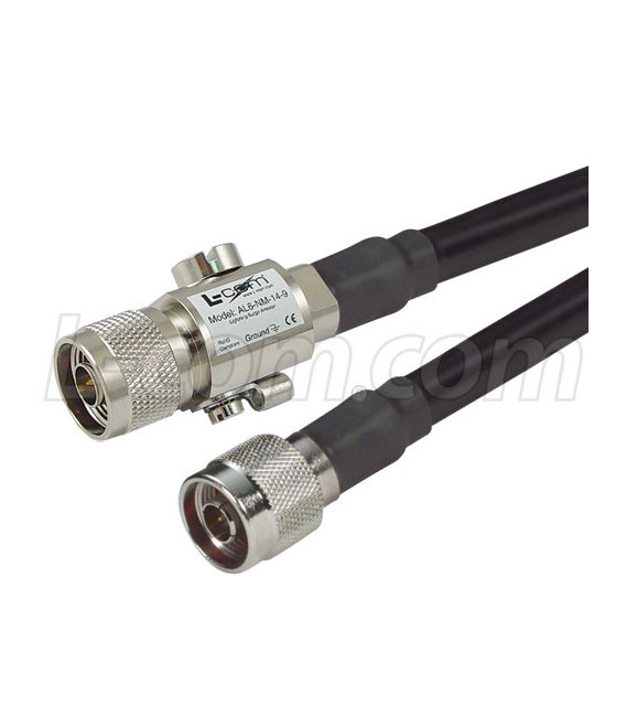 N-Male to N-Male 400-Series Cable Assembly w/ In-line Lightning Protector - 20 ft