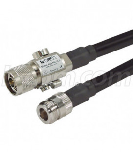 N-Female to N-Male 400-Series Cable Assembly w/ In-line Lightning Protector - 10 ft