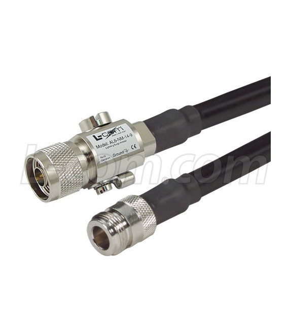 N-Female to N-Male Lightning Protector, 400-Series Cable Assembly - 4 ft