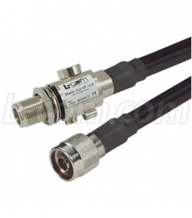 N-Male to N-Female Bulkhead 400-Series Cable Assembly w/ In-line Lightning Protector - 4 ft