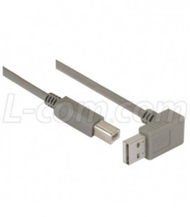 Right Angle USB Cable, Down Angle A Male/ Straight B Male, 5.0m