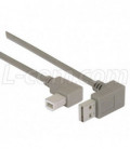 Right Angle USB Cable, Down Angle A Male/ Right Angle B Male, 0.3m