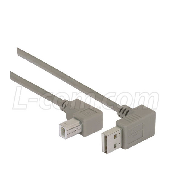 Right Angle USB Cable, Down Angle A Male/ Up Angle B Male, 4.0m