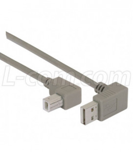 Right Angle USB Cable, Down Angle A Male/ Up Angle B Male, 3.0m