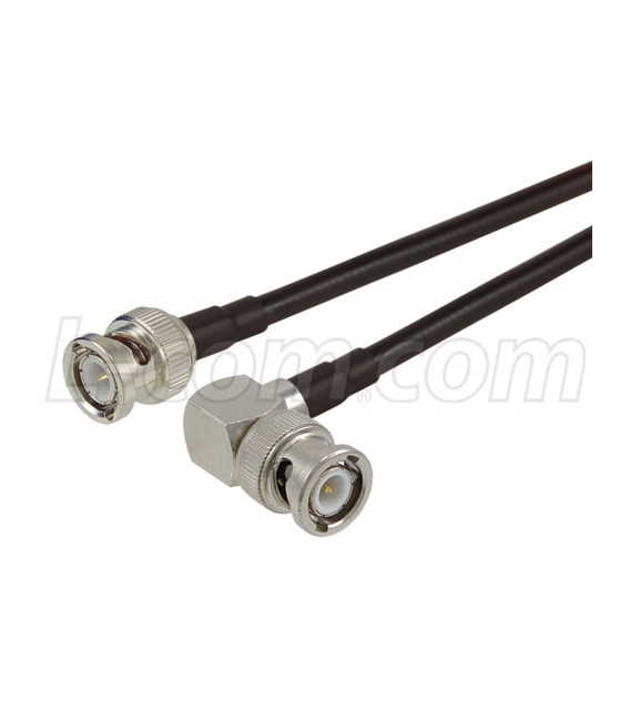 BNC Male Right Angle to BNC Male Straight , Pigtail 2 ft 195-Series