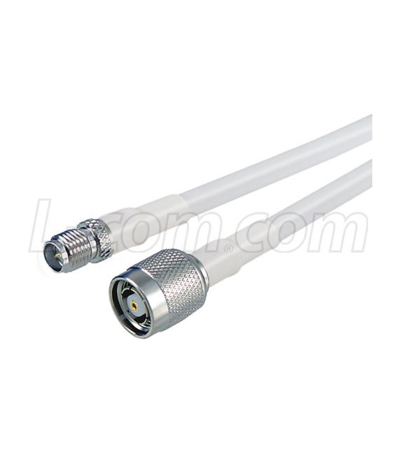 RP-SMA Jack to RP-TNC Plug, Pigtail 2 ft White 195-Series