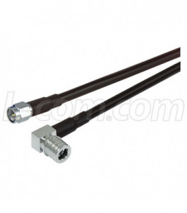 QMA Right Angle Plug to SMA Male, Pigtail 10 ft 195-Series